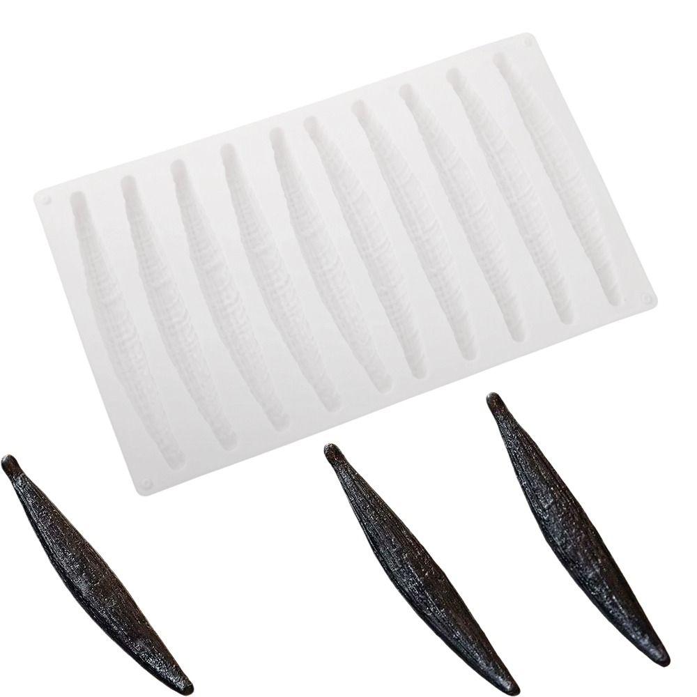 Flexible Vanilla Pod Mold 10-Cell Design Kitchen Bakeware Premium Chocolate Mold Dessert Baking