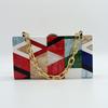 New Acrylic Evening Bag Multicolor Plaid Patchwork Clutch Purse Elegant Lady Handbag Party Prom Chain Crossbody Bags Mini Wallet