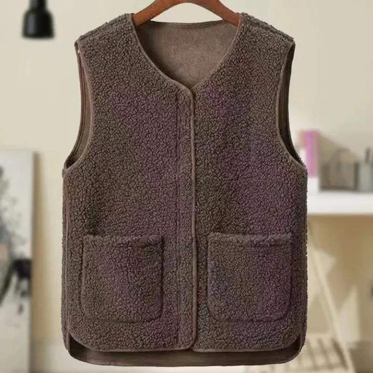 Granular Fleece Vest Vest Women's Fur One-piece Outer Wear Autumn and Winter Western Style Fashion Vest Outer Wear
