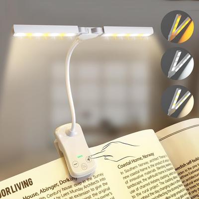 14 светодиодный прищепка для книги 3 цвета 8 уровней яркости USB перезаряжаемый ночник портативный светильник для чтения книжная лампа