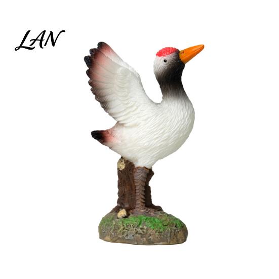Outdoor Rockery Landscaping Decor Resin Red-Crowned Bird Figurines, Realistic Statues with Rock Base, Mini Landscape Animal Ornaments for Tea