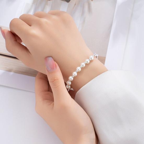 Браслет из бисера для женщин, серебряный браслет-манжета из искусственного жемчуга, ювелирные изделия в подарок