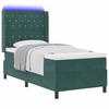 Boxspring Bed with Mattress and LED Dark Green 90 X 190 Cm Velvet