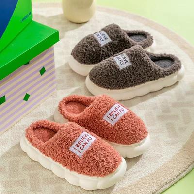 Зимние тапочки из хлопка с толстой подошвой, женские плюшевые домашние тапочки для послеродового периода, осенне-зимние тапочки с мягкой подошвой, удобные