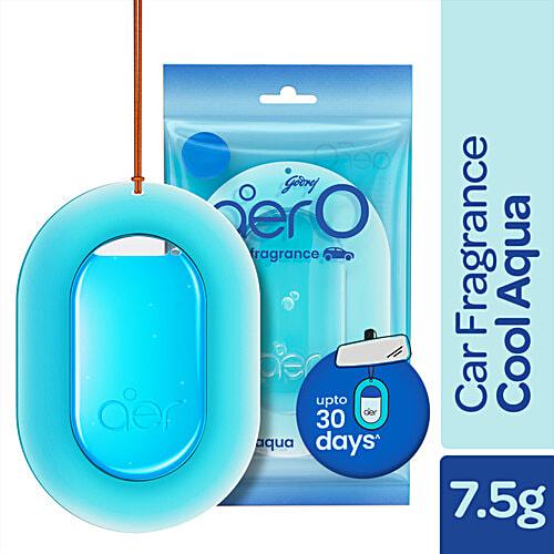 Godrej Aer O Hanging Car Air Freshener Gel Cool Aqua 7.5 G | Long-Lasting Up To 30 Days | Sleek Design With Indicator