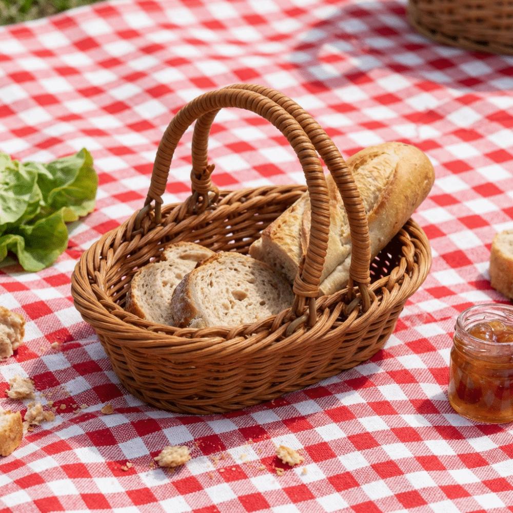 Simple Imitation Rattan Storage Basket Household Portable Fruit Storage Baskets Decorative Save Space Handheld Gift Box