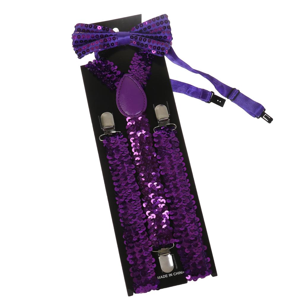 Классический комплект подтяжек и галстука-бабочки, регулируемые эластичные подтяжки с Y-образной спинкой шириной 2,5 см и 3 зажимами, тканый предварительно завязанный галстук-бабочка шириной 12 см, один размер для мужчин и женщин