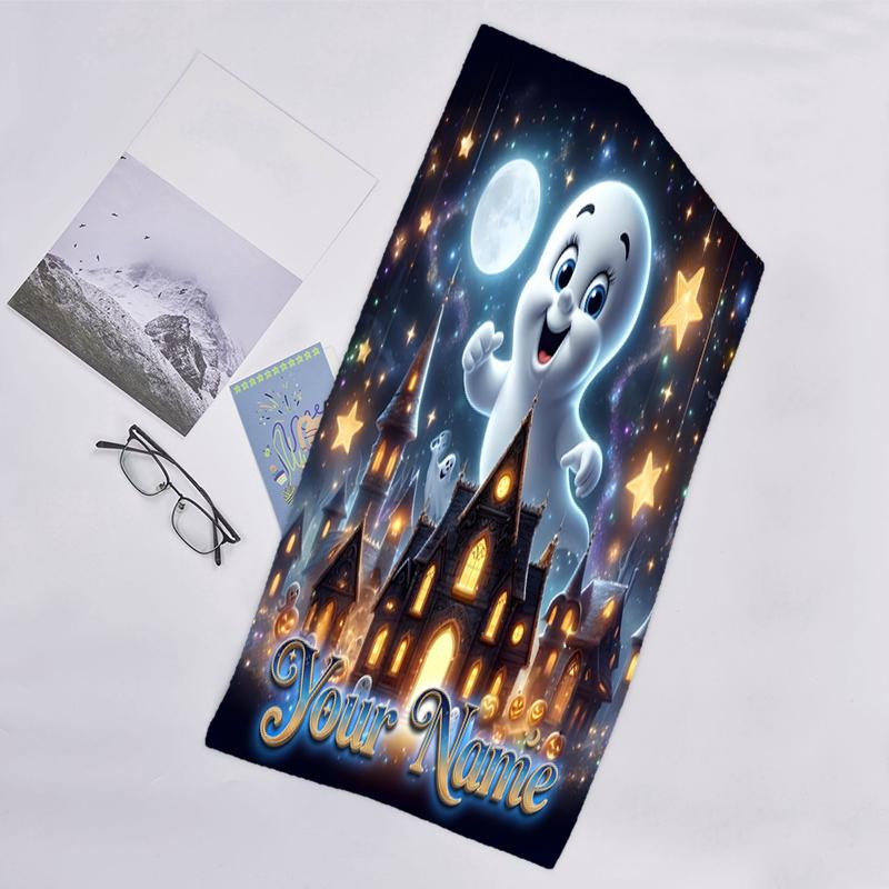 1pc Casper Beach Towel with Custom Name, Beach and Seaside Swimming Pool Equipment, Fashion Pattern, Rectangular, Travel Essential