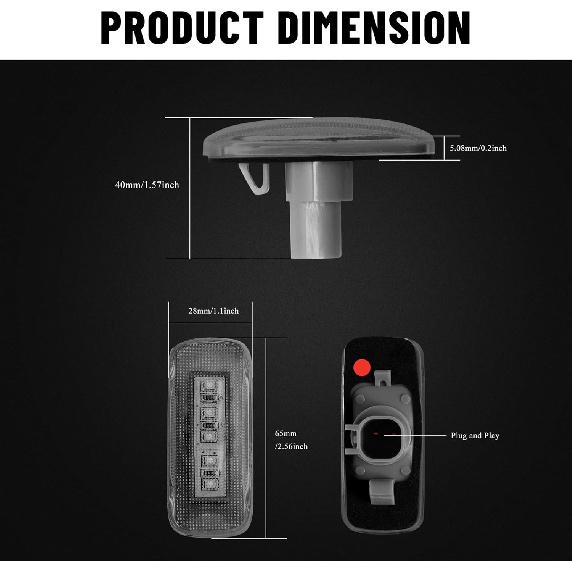 BASIKER 5 светодиодов Боковые габаритные огни для 2010-2018 Dodge Ram 2500 HD 3500 4500 5500 Тяжелые Двухосные Грузовики Заднее Колесо Крыло Кузова (2x Янтарный 2x Красный
