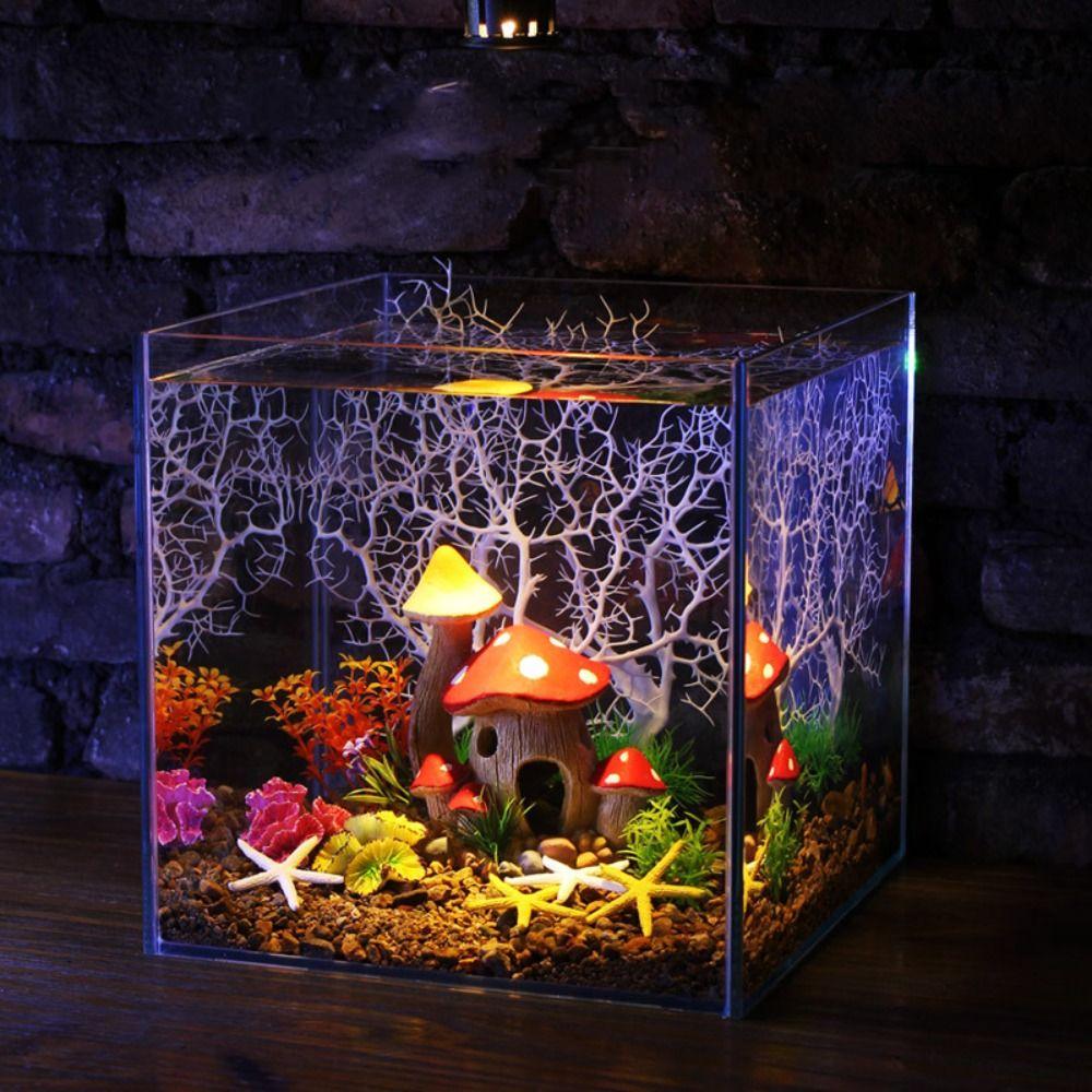 Многоцветный Грибной Домик Аквариумные Декорации Смола Аквариумная Декорация Смола Ракушечный Домик