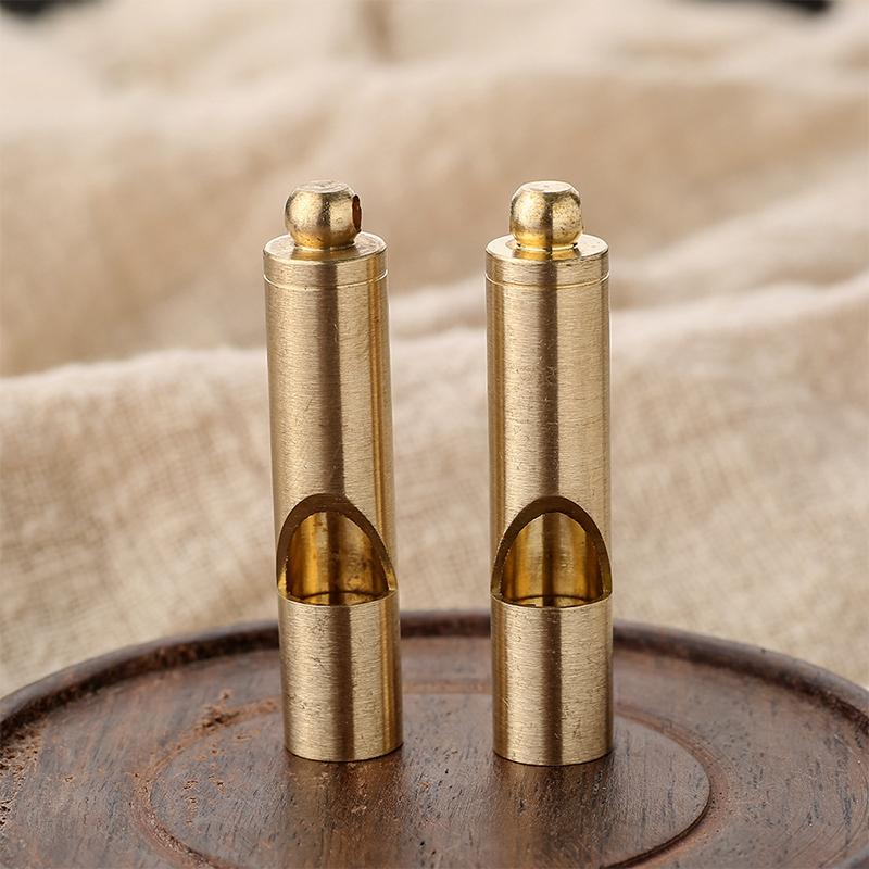 Мини Водонепроницаемые Карманные Инструменты Чистая Латунь Ручная Работа Подвеска Оборудование Выживания Edc Свисток Свисток Судьи Брелок Латунный Свисток