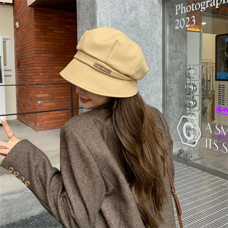 Шляпа женская осенняя корейская версия универсальная восьмиугольная ворсовая шляпа берет художник большая голова модная повседневная шляпа рыбака