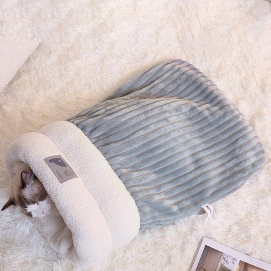 Зимний спальный мешок для кошек, плюшевая теплая кошачья кровать, пещера, обертывание на 360 градусов, согревающий коврик для кошек, спальный мешок для маленьких собак и кошек