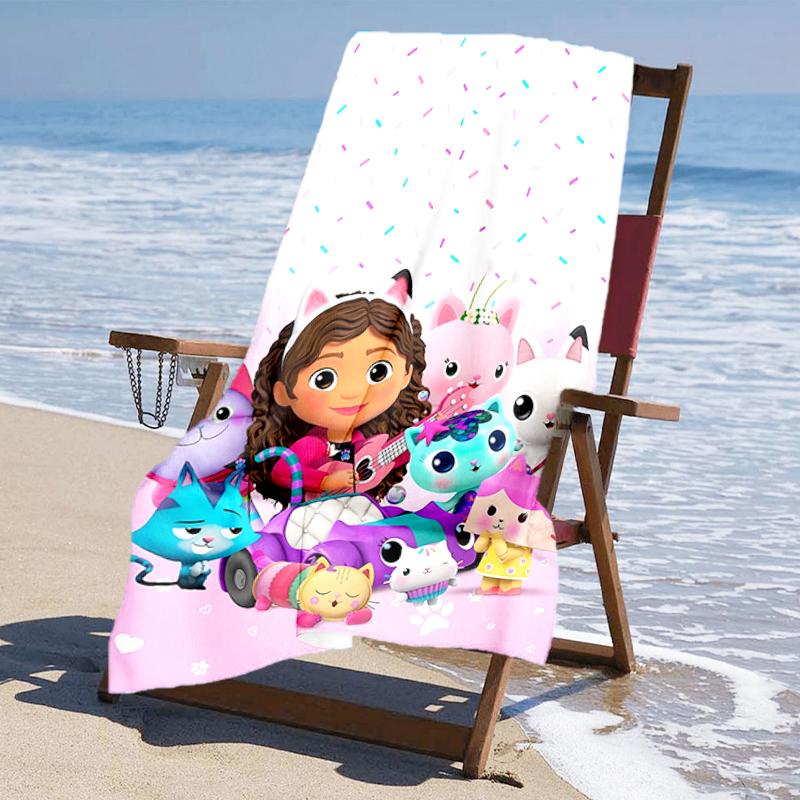 Ultra-Soft Beach Towel with Gabby's Dollhouse Theme,Ideal for Pool - Camping, Diving - Perfect Travel Essential, Vibrant Beach Towel.