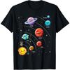 Детская красочная футболка с милыми аниме-планетами Солнечной системы и космосом