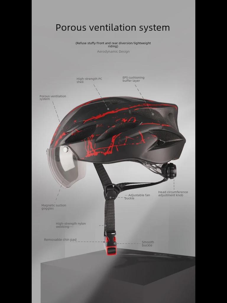 Унисекс шлем для горного шоссейного велосипеда с очками для занятий спортом на открытом воздухе