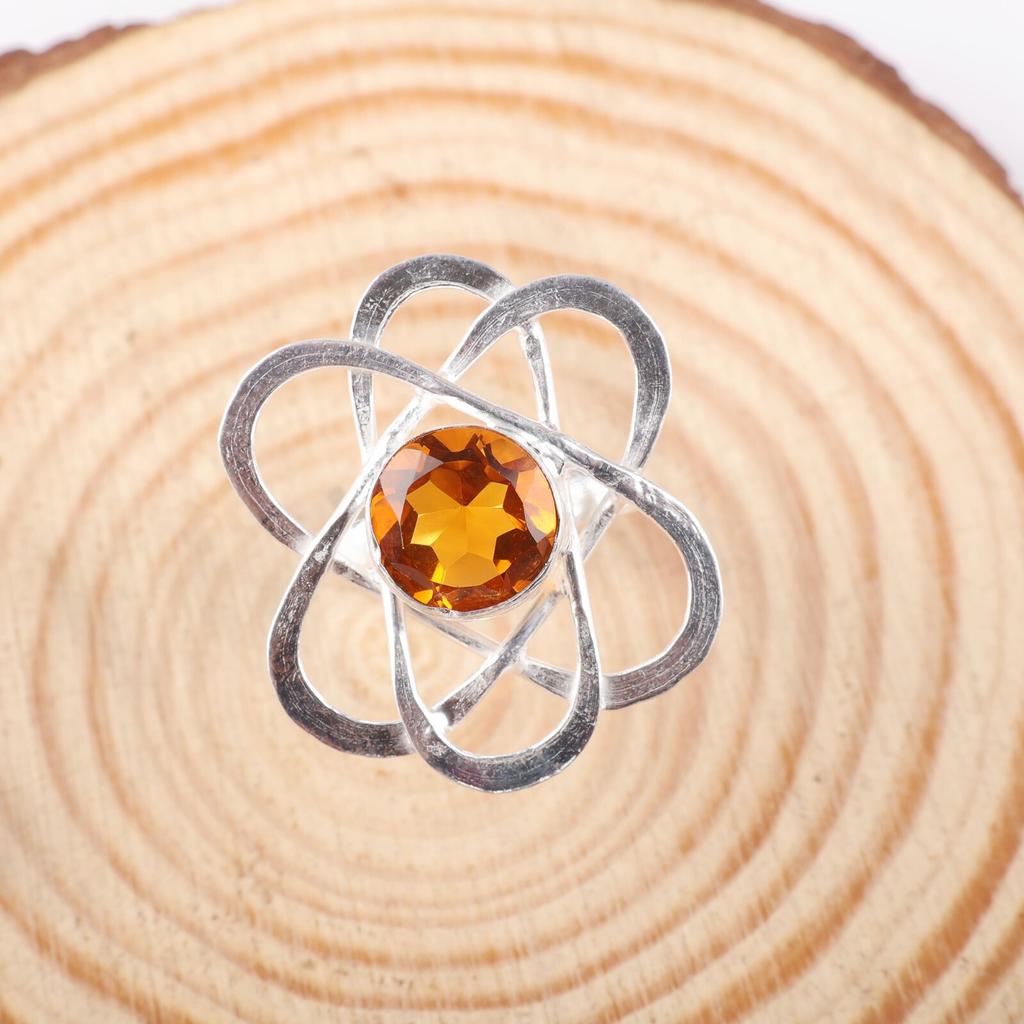 Citrine Gemstone 925 Sterling Silver Jewelry Handcrafted Ring Gift For Mother RR-21-6