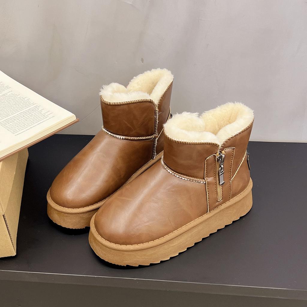 Snow boots women's shoes winter short cotton shoes thick sole piled thickened warm household snow cotton