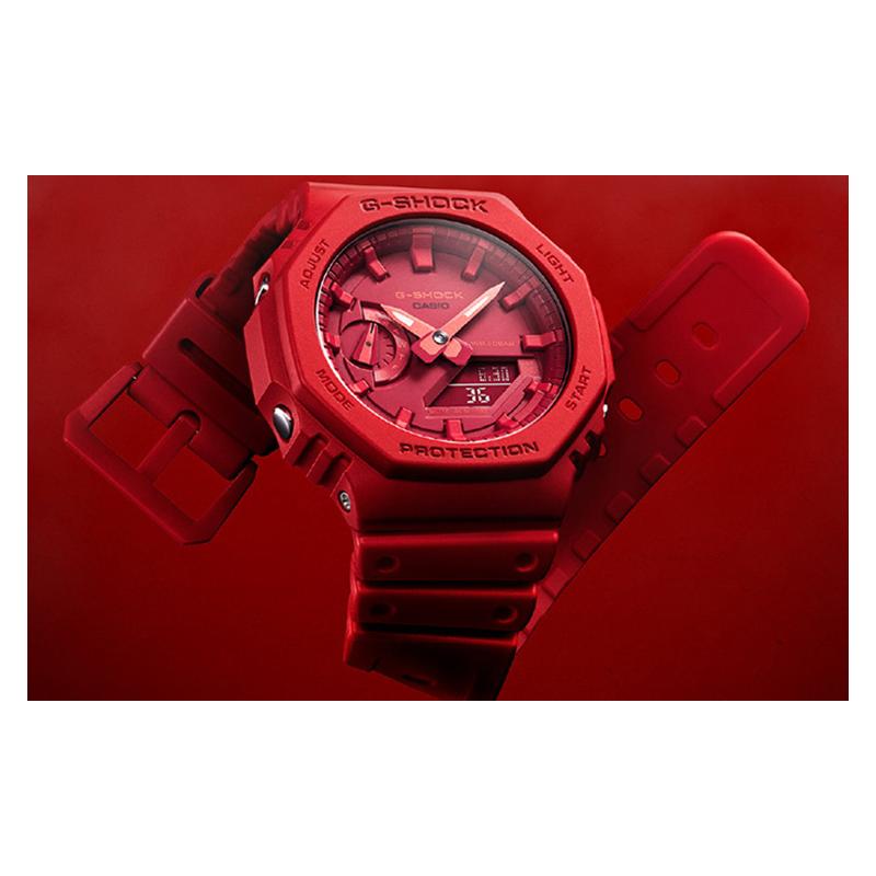 Casio Человек-паук Цвет Побережье Восьмиугольник Водонепроницаемый Кварцевый Механизм Смоляной Ремешок Японские и Корейские Часы Мужские Часы Красный Циферблат GA-2100-4APR-person