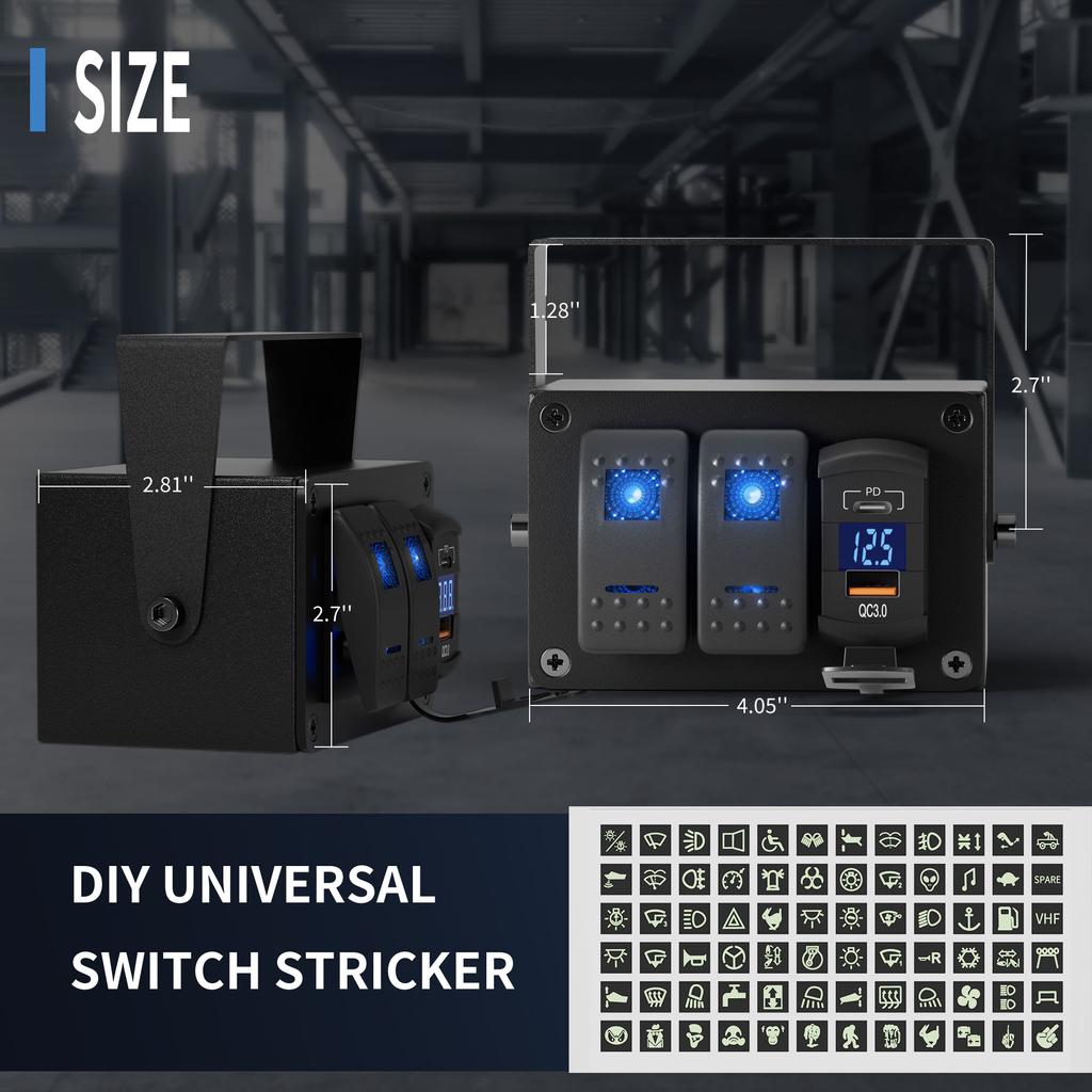 2-клавишный переключатель, водонепроницаемая светодиодная панель переключателей 12 В, однополюсный переключатель ВКЛ/ВЫКЛ с двумя USB-выходами для лодок, морских автомобилей