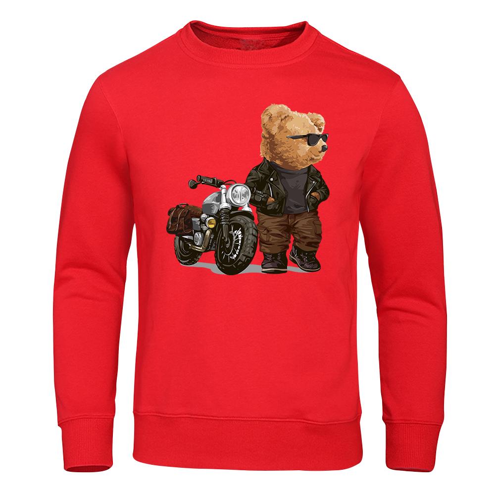 Мотоциклетный медведь Тед в солнцезащитных очках с капюшоном Мужская мода Спортивный свитер Уличная одежда Пуловер Мягкие толстовки с капюшоном