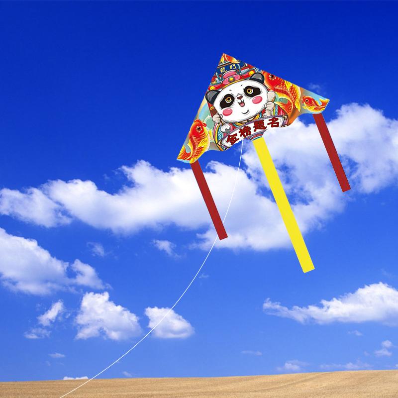 Cartoon Panda Childrens Kite Cute Triangle Toy Easy To Fly In The Breeze