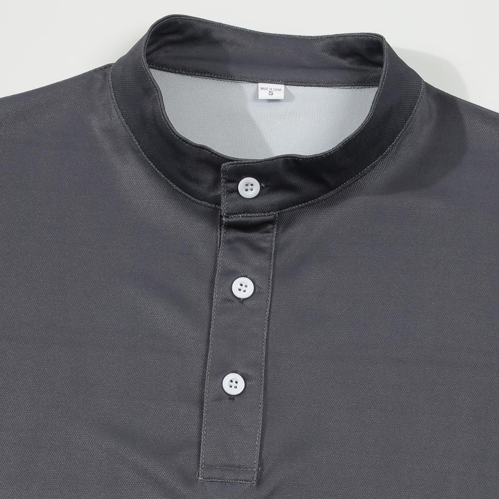 Весенне-летняя новая мужская модная футболка, мужская рубашка с воротником-стойкой и градиентом, повседневная рубашка Хенли для гольфа с короткими рукавами