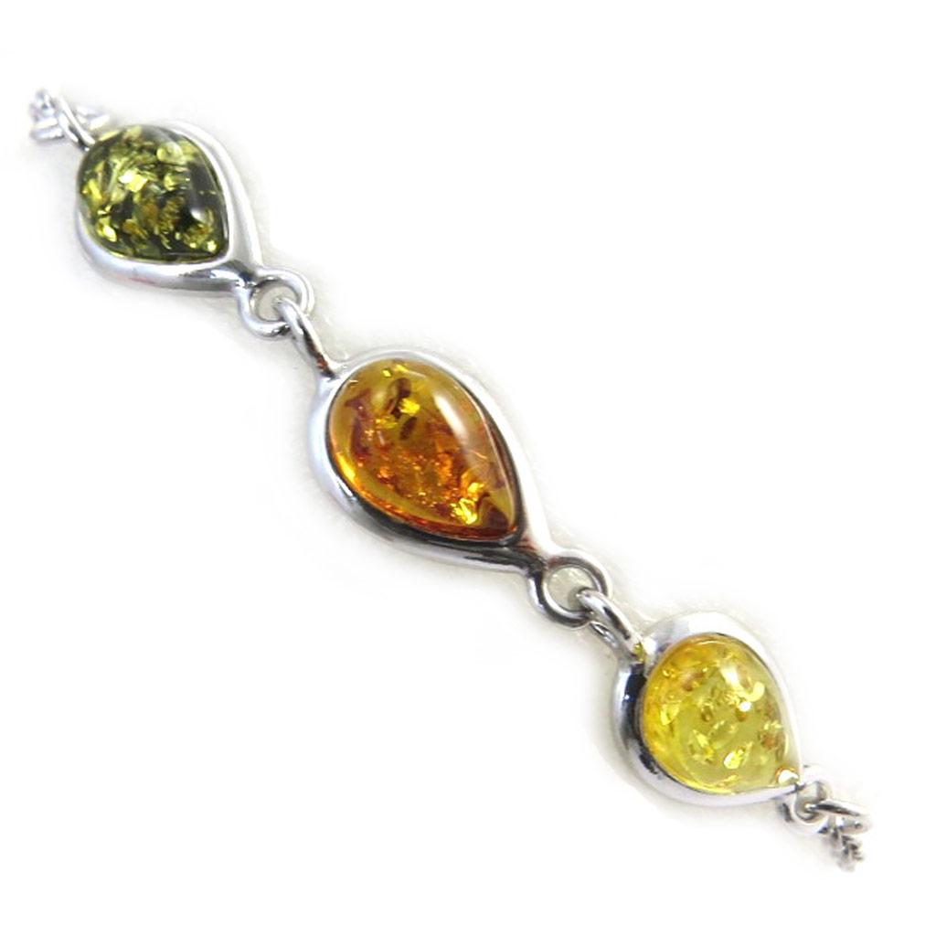 Les Trésors De Lily [N2771] - Silver Bracelet 'Inspiration' Amber 3 Tones (rhodium-plated) - 8x6 Mm