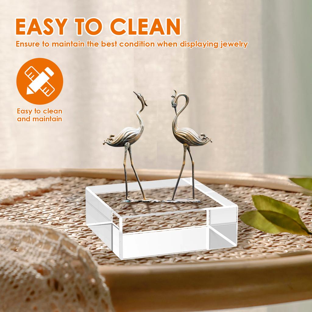 6Pcs Acrylic Square Display Block Medium Height Cube Jewellery Stand Clear Display Ring Showcase Adequate Space for Office