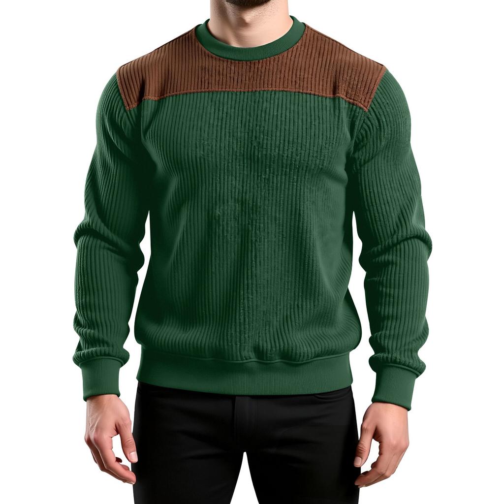 Men's Colorblock Round Neck Long Sleeve Tops Men's Sports Large Size Casual Round Neck Tops