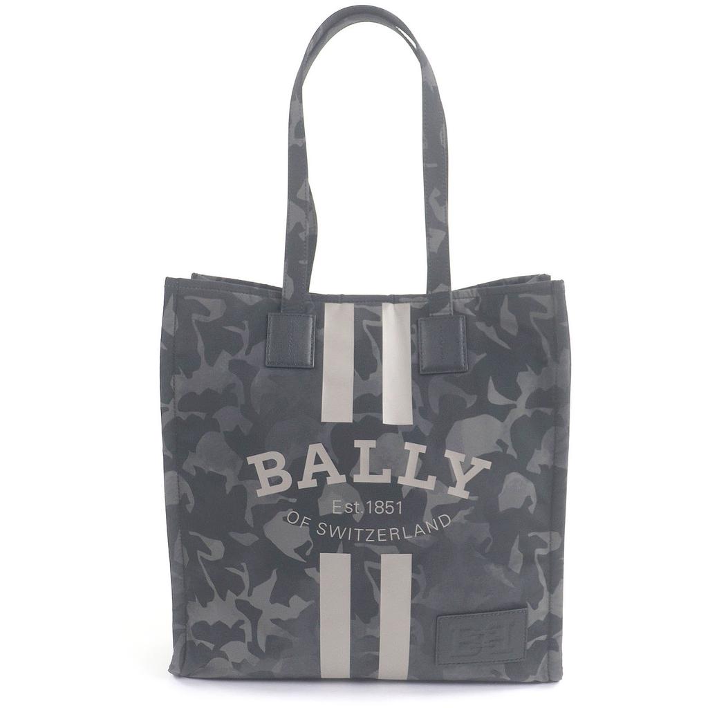 Excellent BALLY Tote Bag CRYSTALIA Camouflage Pattern Logo Print Khaki Used