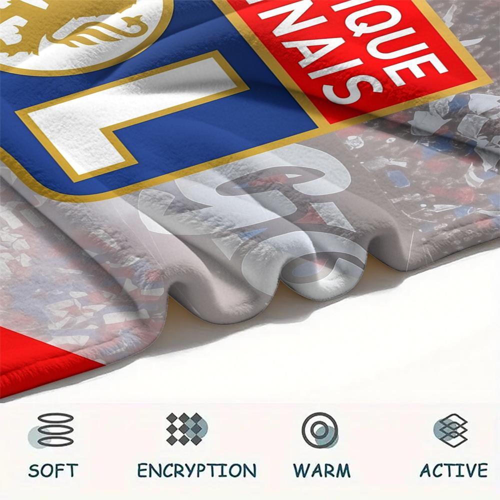 Olympique Lyonnais Football Team,pattern Flannel Blanket, High quality Comfortable for All Seasons, Home Decor, Warmth and Comfort, Perfect for Gifts.