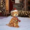 Fluffy Dog Decor Light-up Christmas Golden Dog Ornamental Festive Yard Decoration for Merry Holiday Season