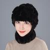 Женская осенне-зимняя теплая шапка для мам, модная шапка-ушанка из меха кролика Рекс, шарф, комплект, утолщенный