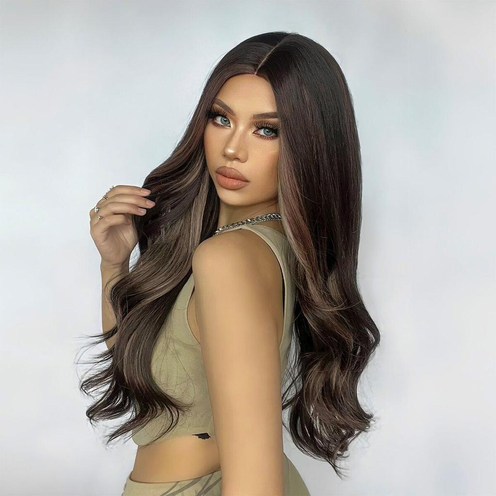 ALAN EATON Коричневые длинные объемные волнистые синтетические парики, разноцветные термостойкие парики для женщин, повседневный натуральный парик из волос