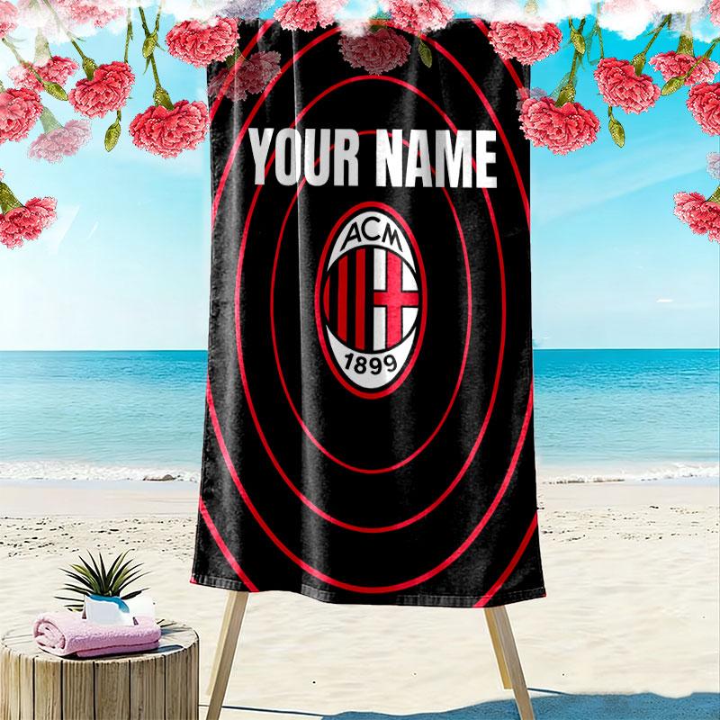 Custom Ac Milan Print Beach Towel, Large Soft Quick Dry Towel for Beach Camping Swimming