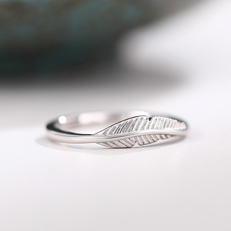 Xiaomi Huitan Chic Feather Finger Rings for Female Minimalist Silver Color Ring Fashion Versatile Women's Accessory Daily Wear Jewelry