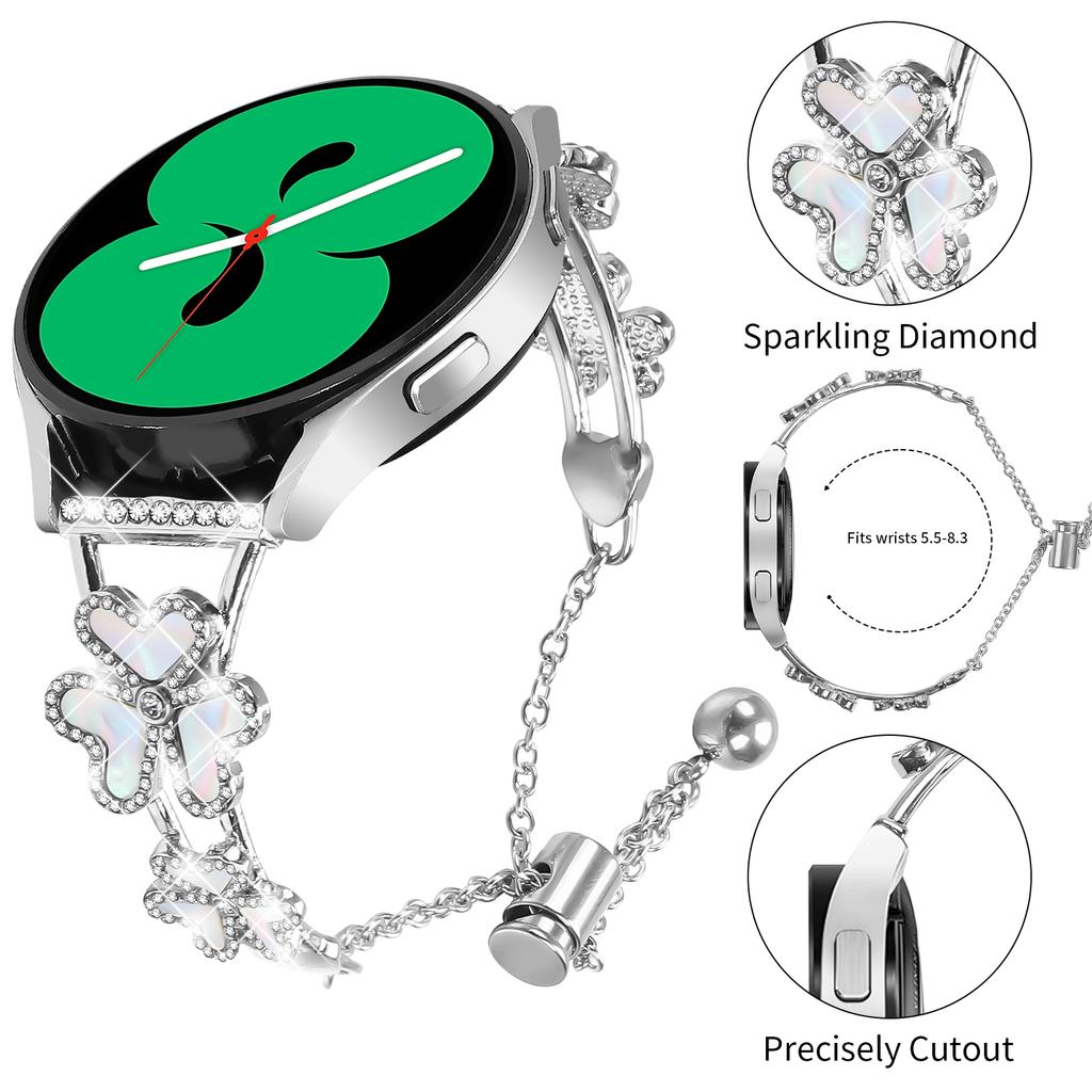 For CanMixs P22 Metal Band Heart Clover Decor Watch Strap