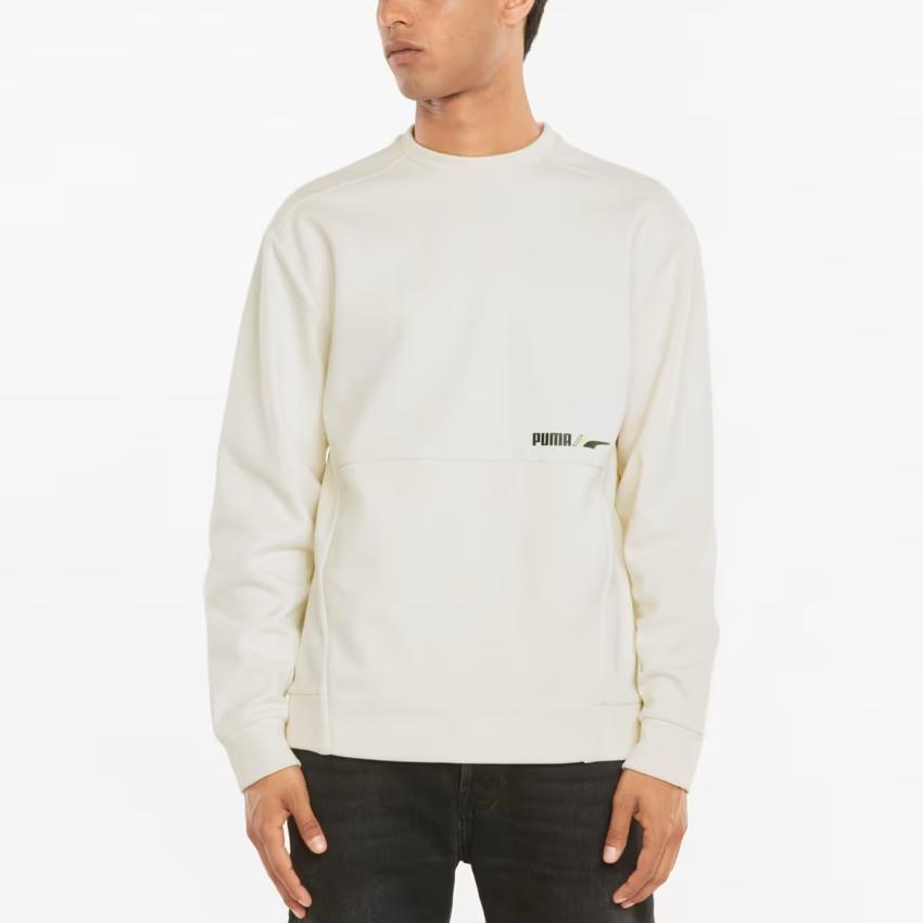 Puma Winterized Crew Logo Fleece-Lined Sport Knit Sweater Men Sweater Ivory 846545-73