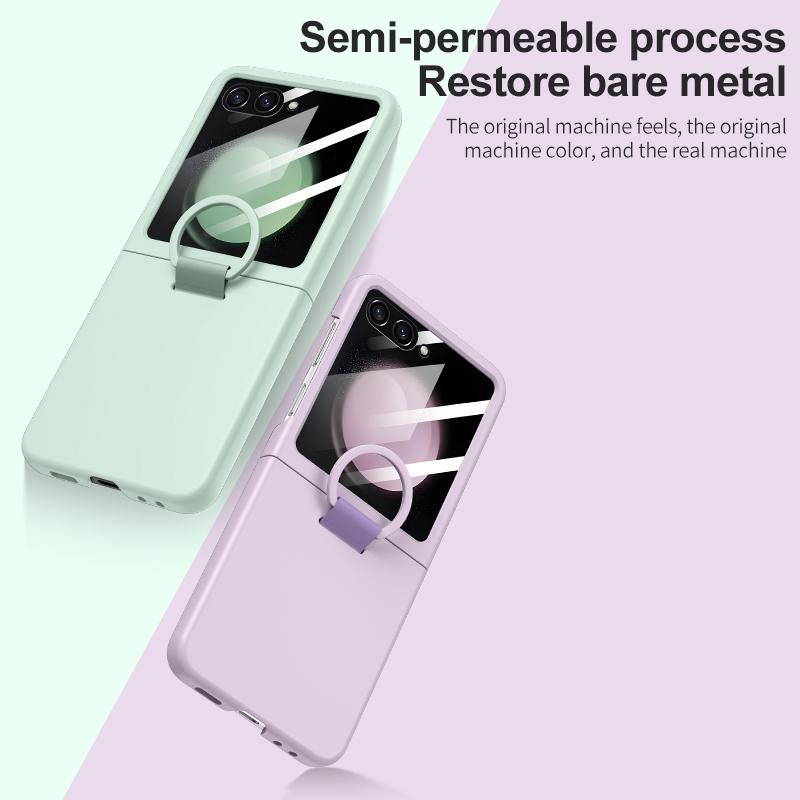 Чехол-держатель с кольцом для Samsung Galaxy Z Flip 6 5 5G Flip6, маленький экран с защитной пленкой, противоударный чехол, против царапин