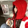 Korean Ear Protection Hat Hand-crocheted Tie Pullover Beanie Hat Fashion Y2k Knitted Hat  Women