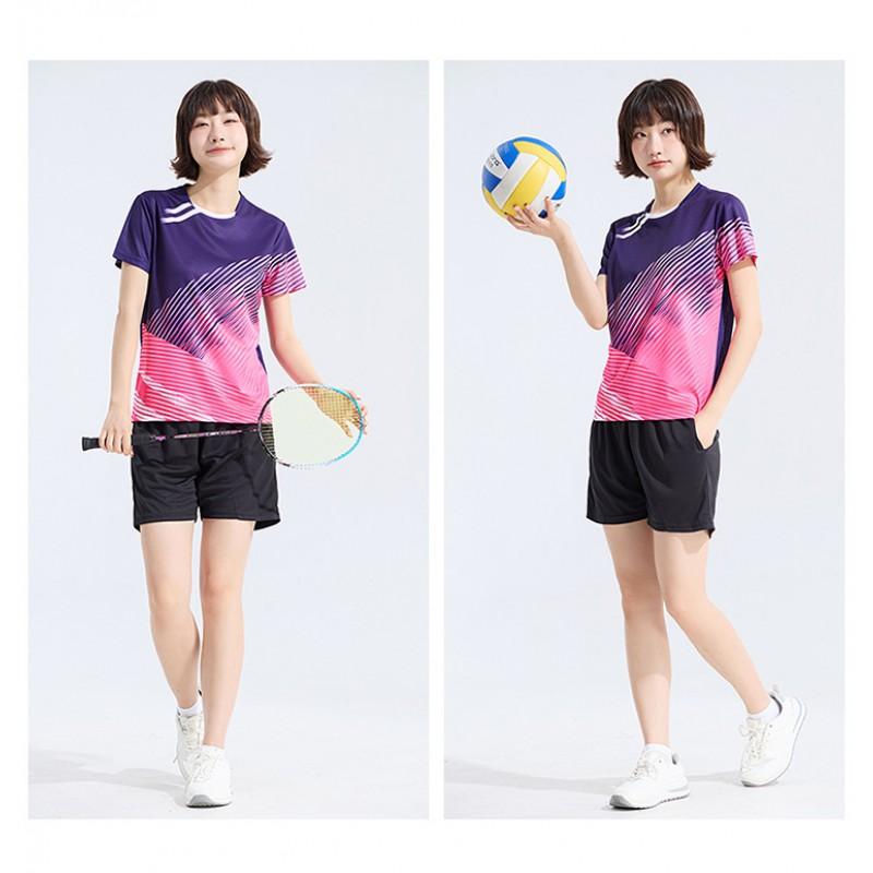 Quick-Dry Ice Silk Sports Set Men Women Breathable Polo Shirt Shorts Badminton Tennis Volleyball Training