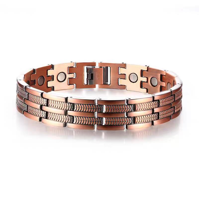 Изящный браслет-крест из красной меди с магнитными камнями - Ретро-мода для мужчин