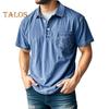 Мужская футболка с потертыми лацканами, повседневная футболка с коротким рукавом, летняя футболка с воротником на пуговицах и карманом для работы, повседневной носки на улице