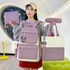School Bag Large Capacity Four-piece Set Durable Student Backpack Junior High School School Bag Female Simple Going Out Casual Versatile