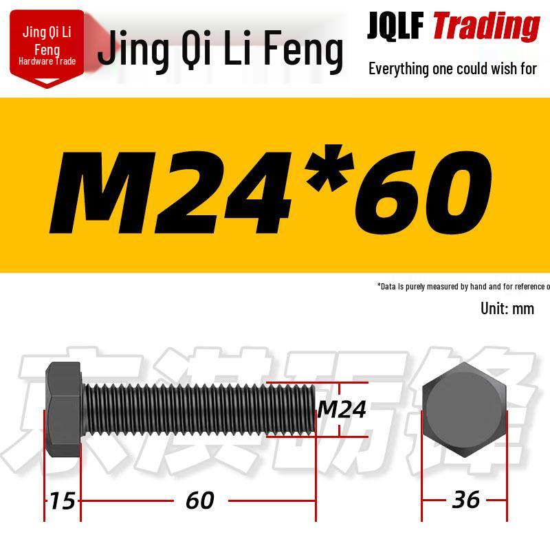 12.9 Grade High-Strength Blackened Hex Bolt M22-M48
