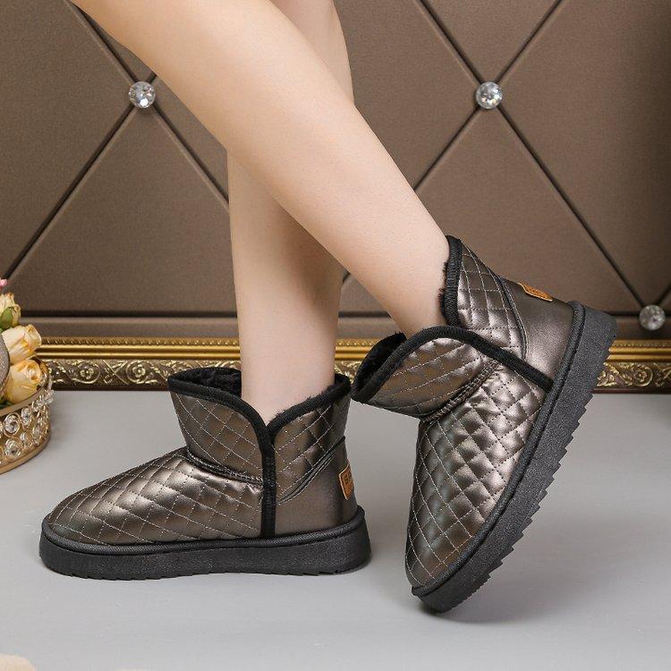 Женские зимние теплые ботинки большого размера на мягкой подошве с увеличением высоты, с мехом, противоскользящие, для снега, плюшевая подкладка, ботильоны, спортивные хлопковые ботинки для улицы