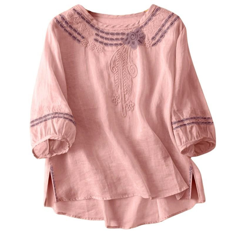 Plus Size Floral Embroidered Oversized T-Shirt Women Loose Fit Short Sleeve Top 2026