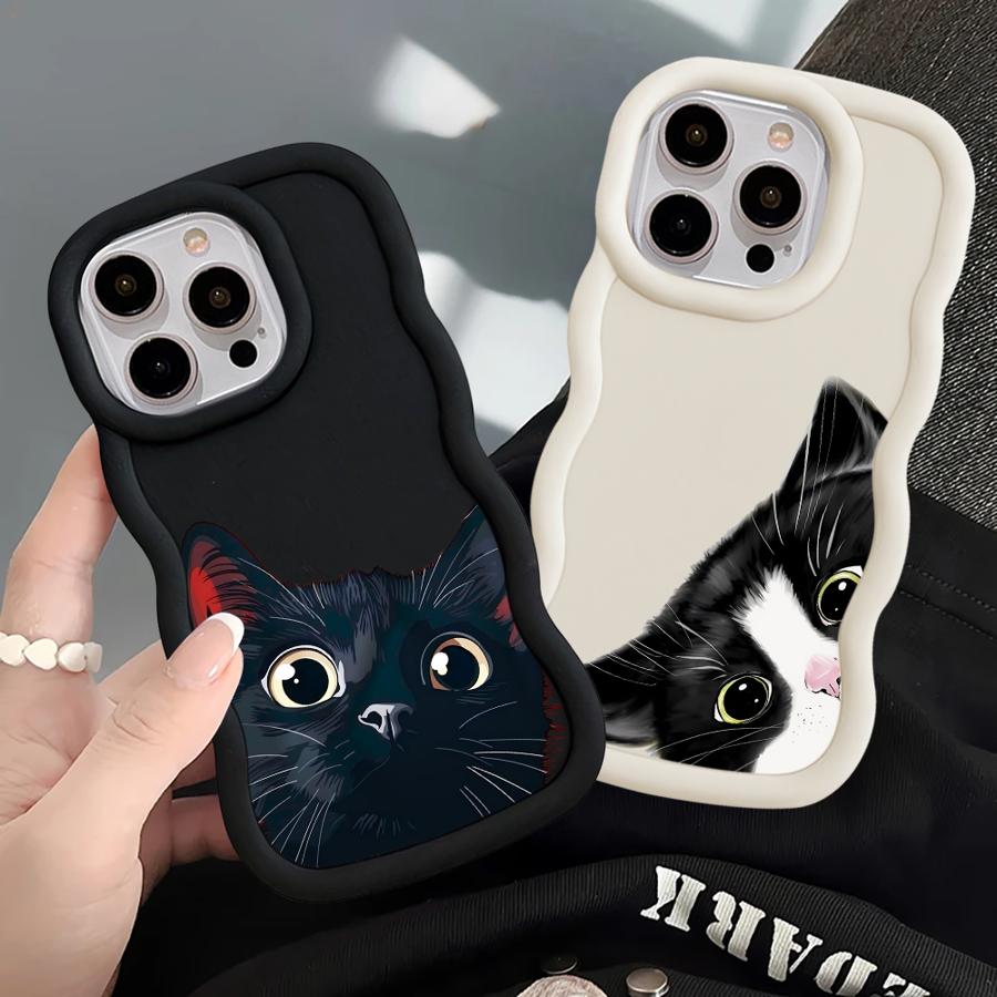 Милый Чехол-Крышка с Рисунком Кота для iPhone XR 12 15 Plus 14 11 8 16 Pro Max 17 Air 13