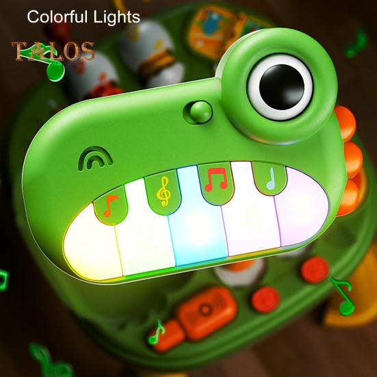 Детский игровой стол, игрушка, мультяшный динозавр, обучающий стол, музыкальная игрушка, развивающий детский игровой центр для малышей, мальчиков и девочек, стоячий игровой стол